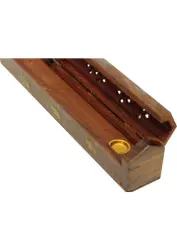 Wooden Lid Incense Holder with Small Compartment - 3