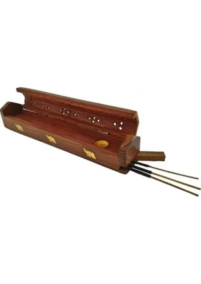 Wooden Lid Incense Holder with Small Compartment - 2